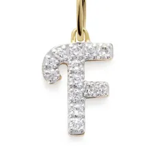 Колье из желтого золота с бриллиантами и подвеской в форме буквы F