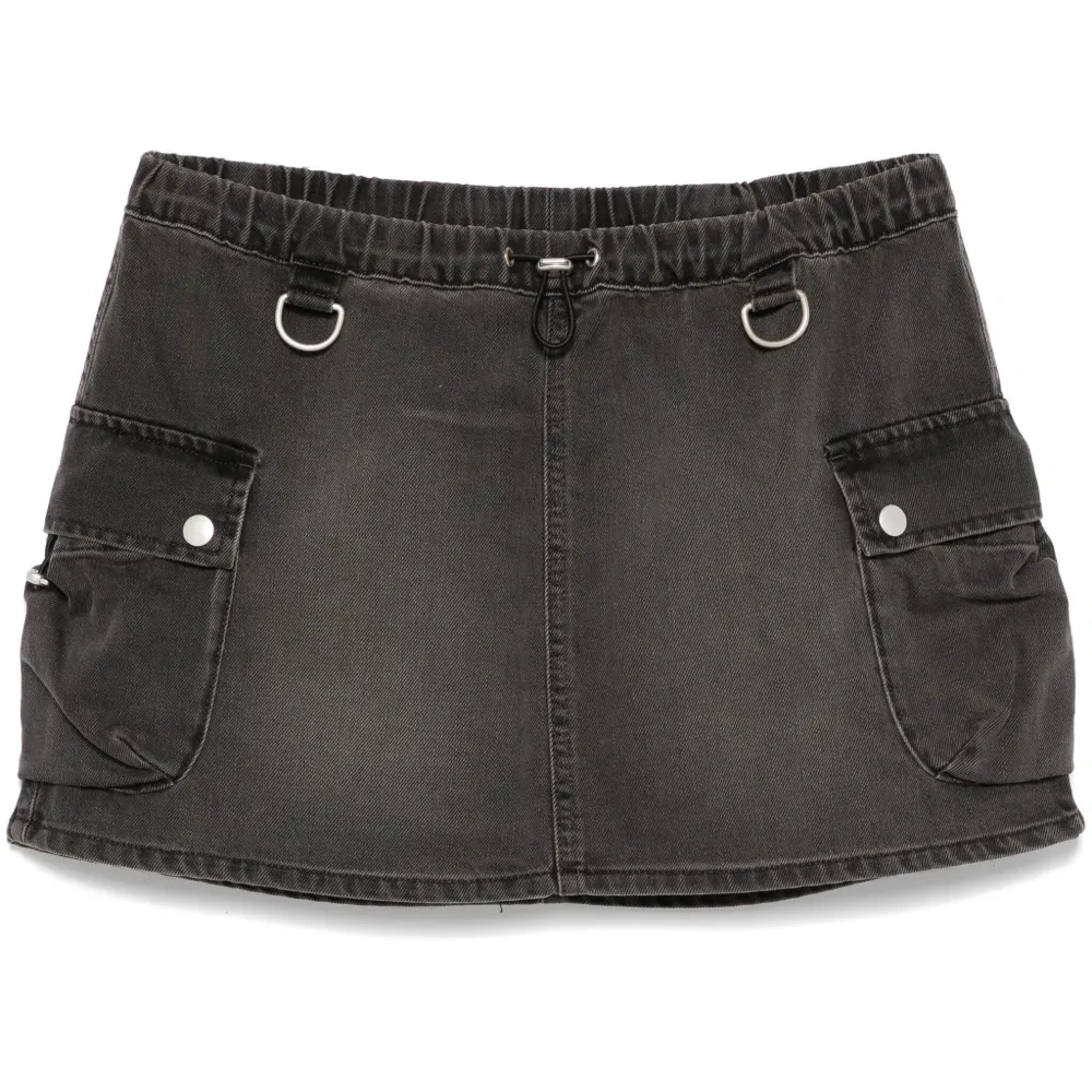Джинсовая юбка мини с карманами карго