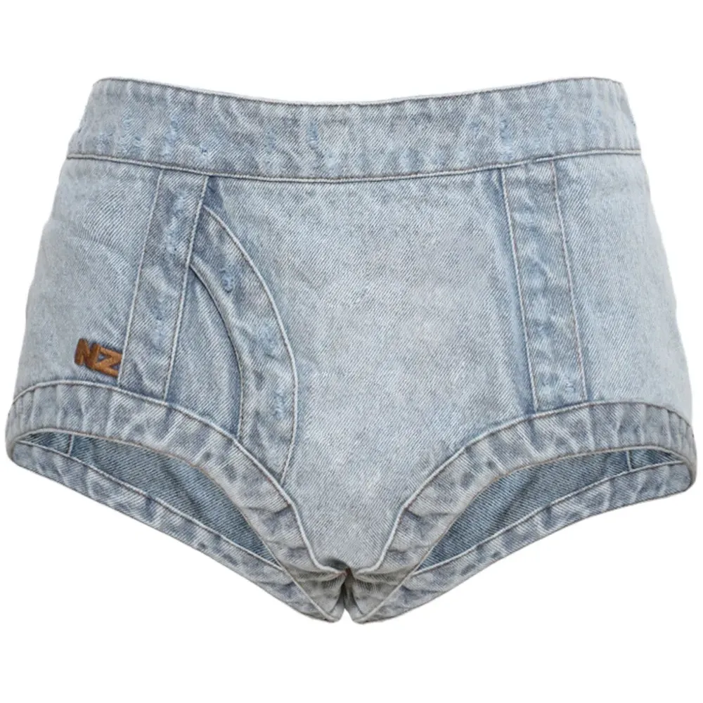 Джинсовые шорты с эффектом потертости