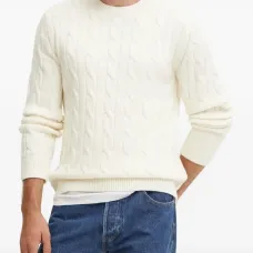 Свитер фактурной вязки с круглым вырезом