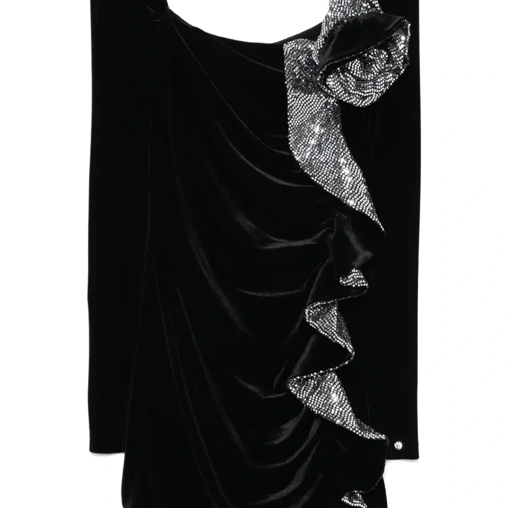 Бархатное платье мини с пайетками