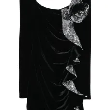 Бархатное платье мини с пайетками