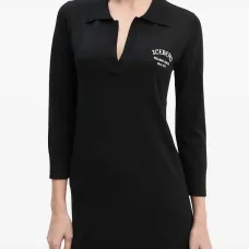 Платье-миди с воротником-стойкой