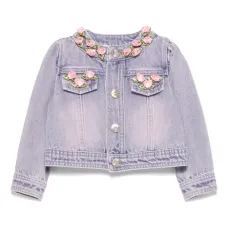 Джинсовая куртка с цветочной аппликацией Джинсовая куртка с цветочной аппликацией