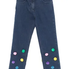 Джинсы с помпонами