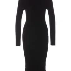 Платье миди с воротником-стойкой