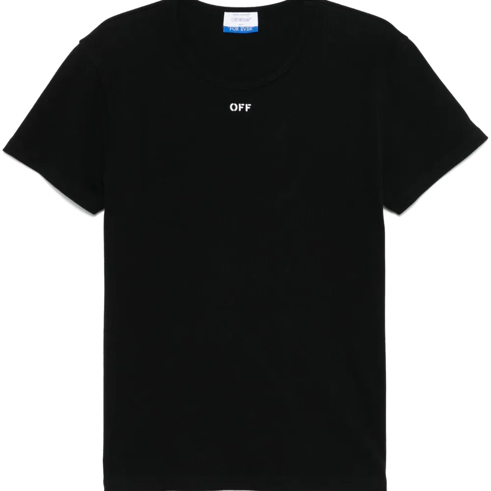 Футболка в рубчик с логотипом Off Футболка в рубчик с логотипом Off
