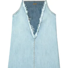 Джинсовое платье мини с бахромой Джинсовое платье мини с бахромой