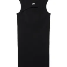 Платье в рубчик с логотипом Off