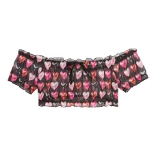 Укороченный сетчатый топ со сборками