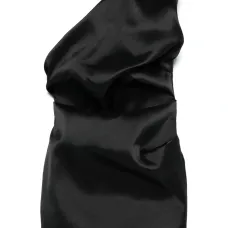 Атласное платье миди с драпировкой