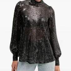 Блуза Whitney с высоким воротом и пайетками Блуза Whitney с высоким воротом и пайетками