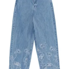 Широкие джинсы со стразами