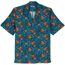 Льняная рубашка с цветочным принтом