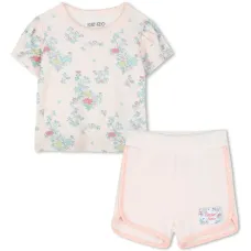 Комплект из футболки и шортов с цветочным принтом