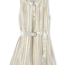 Плиссированное платье с поясом