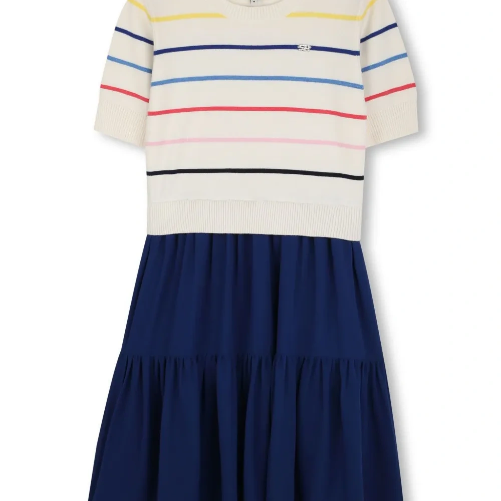 Платье миди с отделкой в полоску