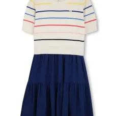 Платье миди с отделкой в полоску