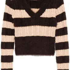 Джемпер с шарфом в полоску