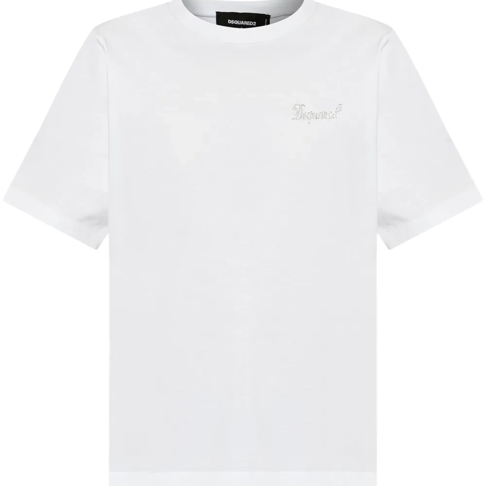 Футболка с логотипом и стразами