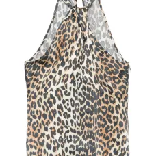 Атласный топ с леопардовым принтом