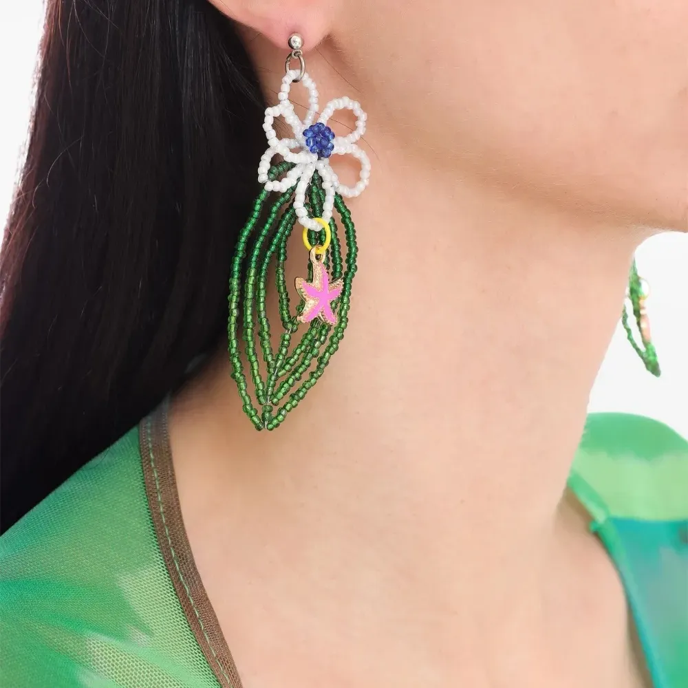 Серьги с цветочной аппликацией