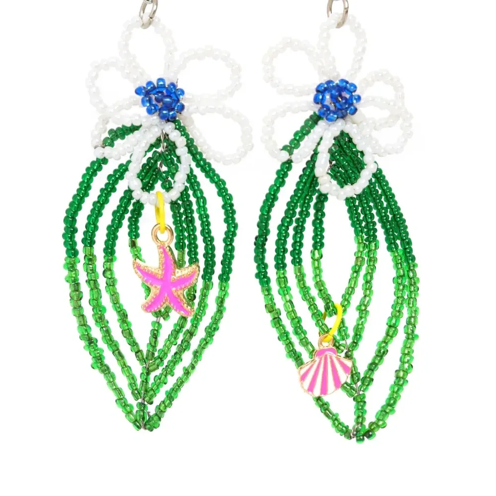 Серьги с цветочной аппликацией