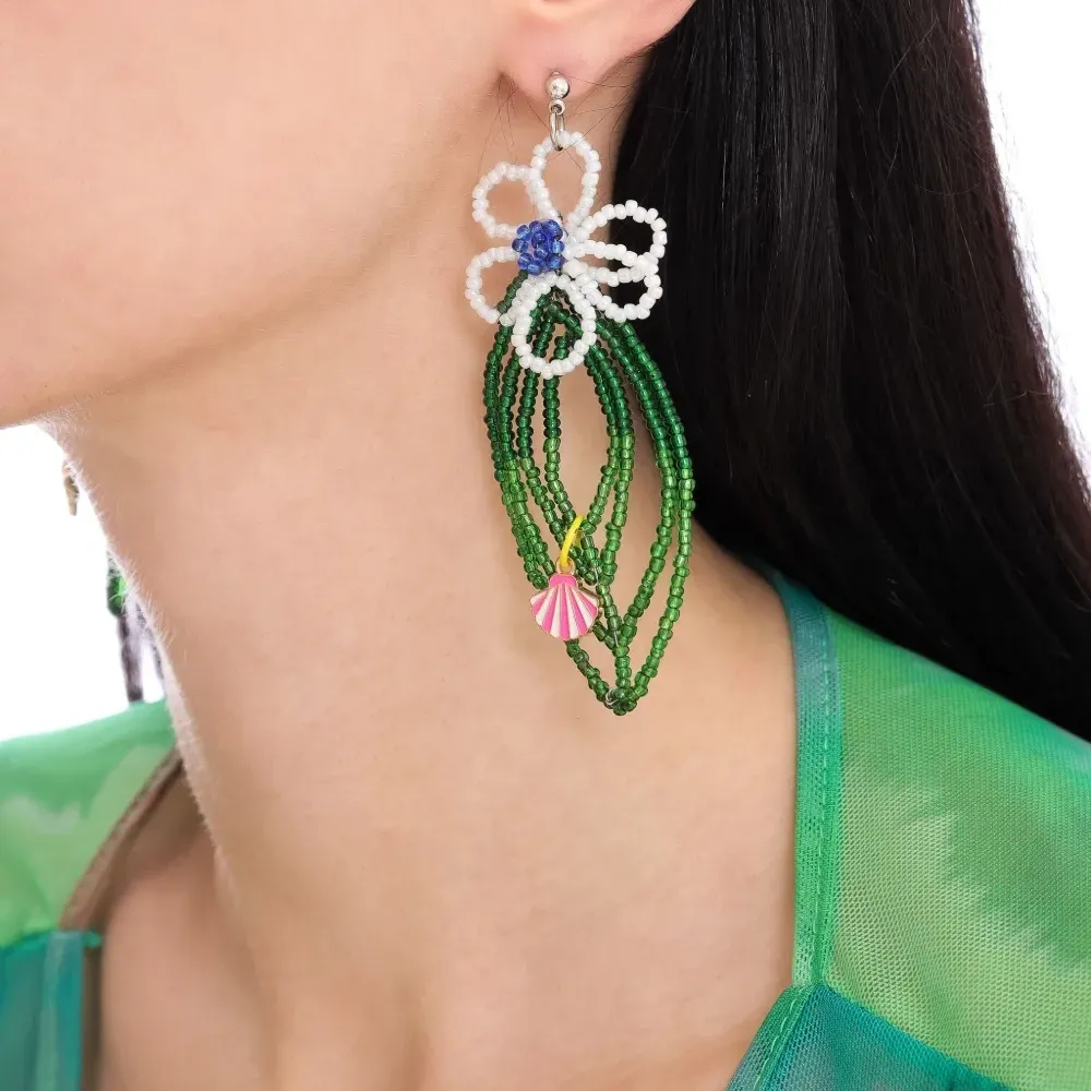 Серьги с цветочной аппликацией