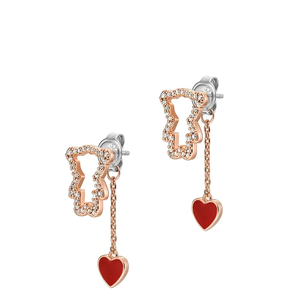 Серьги в виде мишек с сердечками