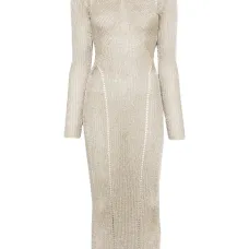 Трикотажное платье макси с люрексом