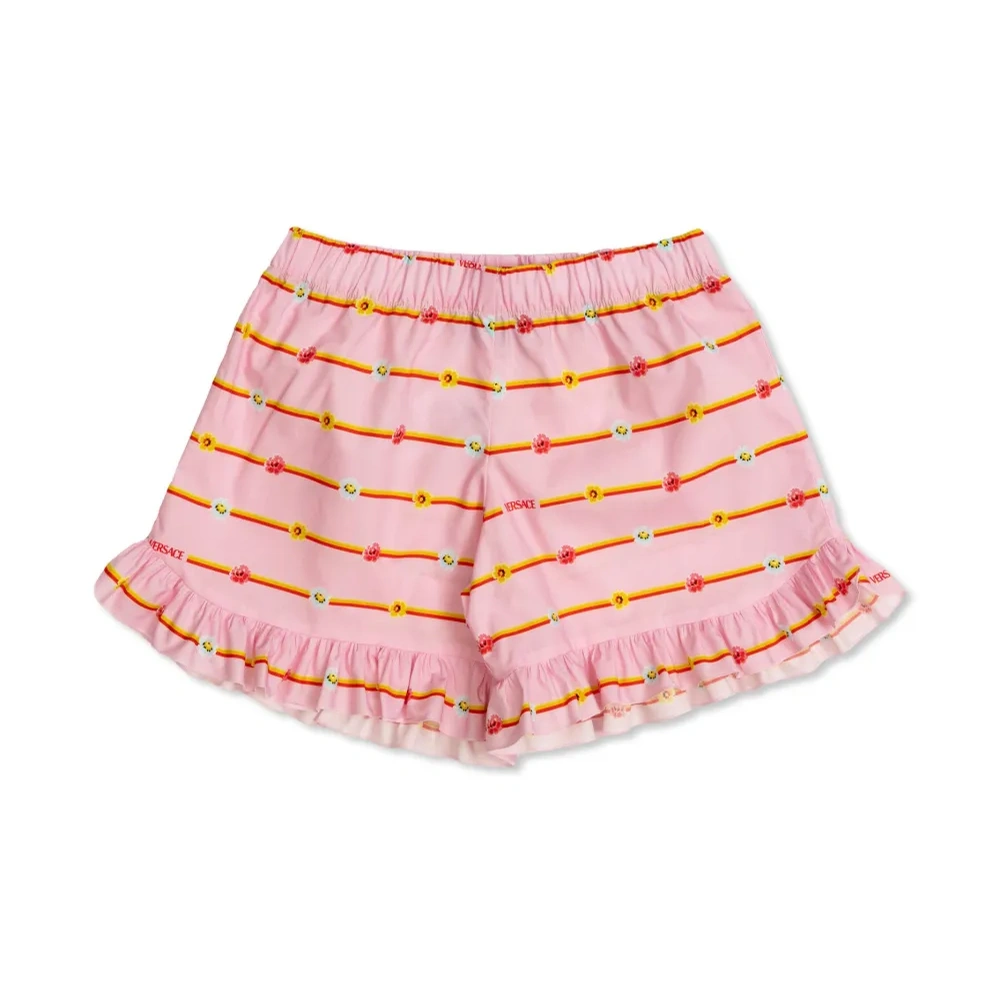 Шорты в полоску с цветочным принтом