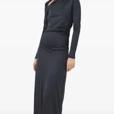 Платье миди с драпировкой и длинными рукавами