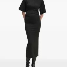 Макси-платье с V-образным вырезом и драпировкой