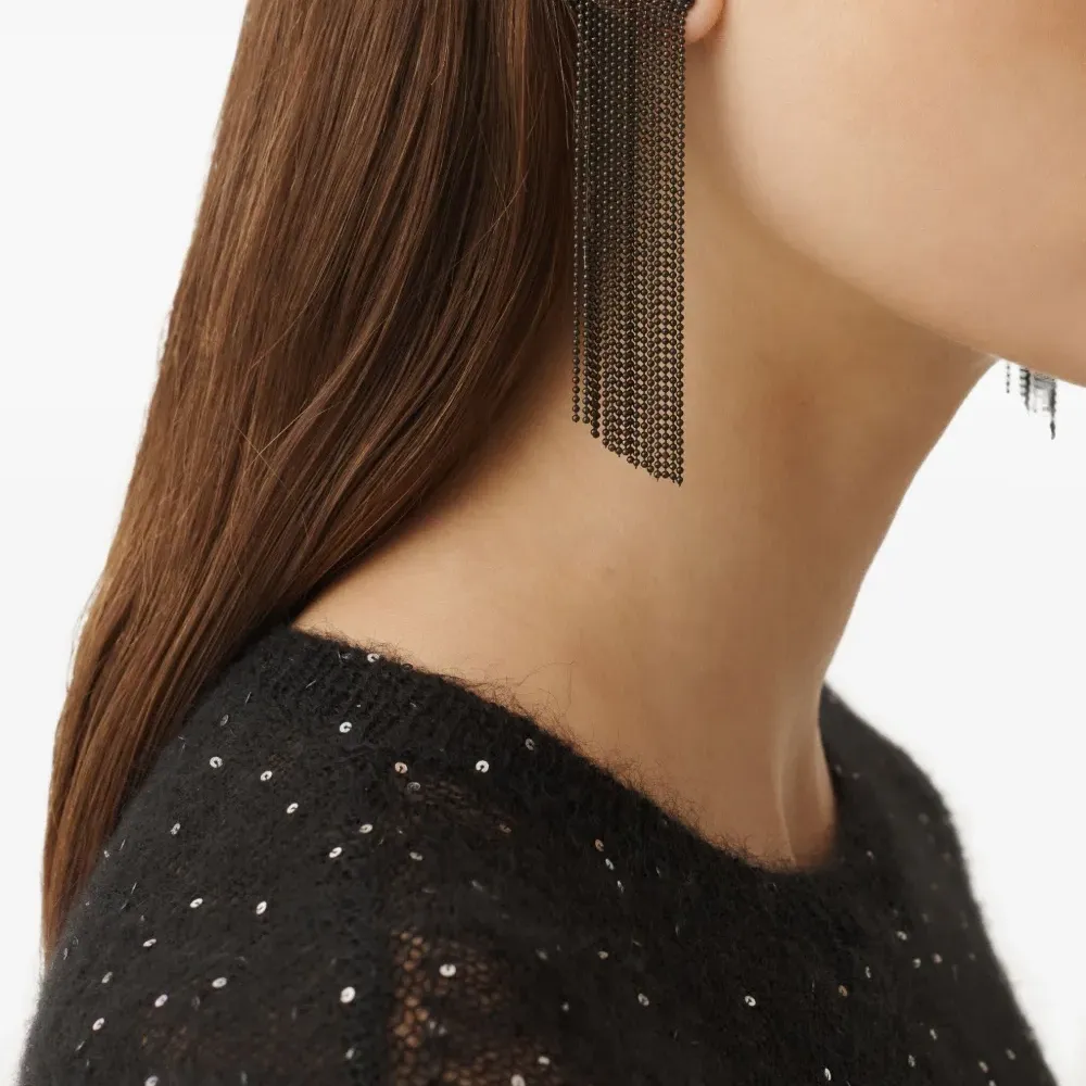 Серьги-каффы с бахромой