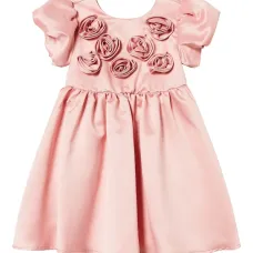 Атласное платье с цветочной аппликацией