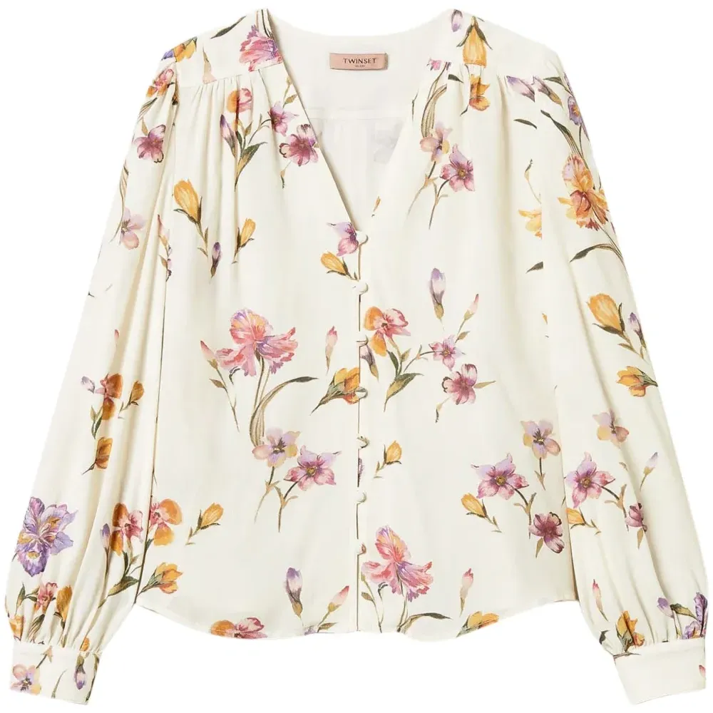 Крепдешиновая рубашка с цветочным принтом