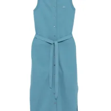 Длинное платье мини из ткани пике с воротником поло Длинное платье мини из ткани пике с воротником поло