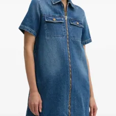 Джинсовое платье мини на молнии