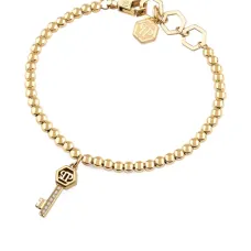 Браслет с подвеской-ключом из золота с кристаллами