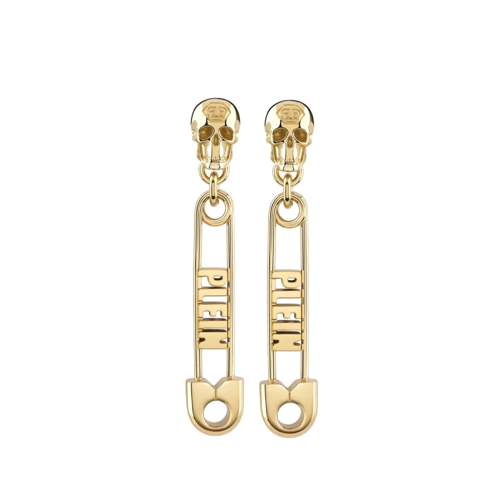 Длинные серьги-гвоздики в виде золотой булавки