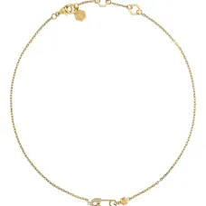 Золотое ожерелье с кулоном в виде булавки, украшенной кристаллами