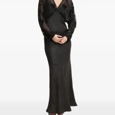 Вечернее платье макси с бархатными вставками