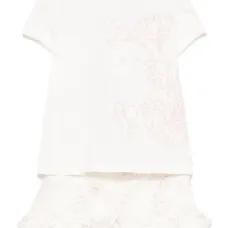 Комплект из футболки и шортов с цветочной вышивкой