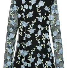 Сетчатое платье мини с длинными рукавами