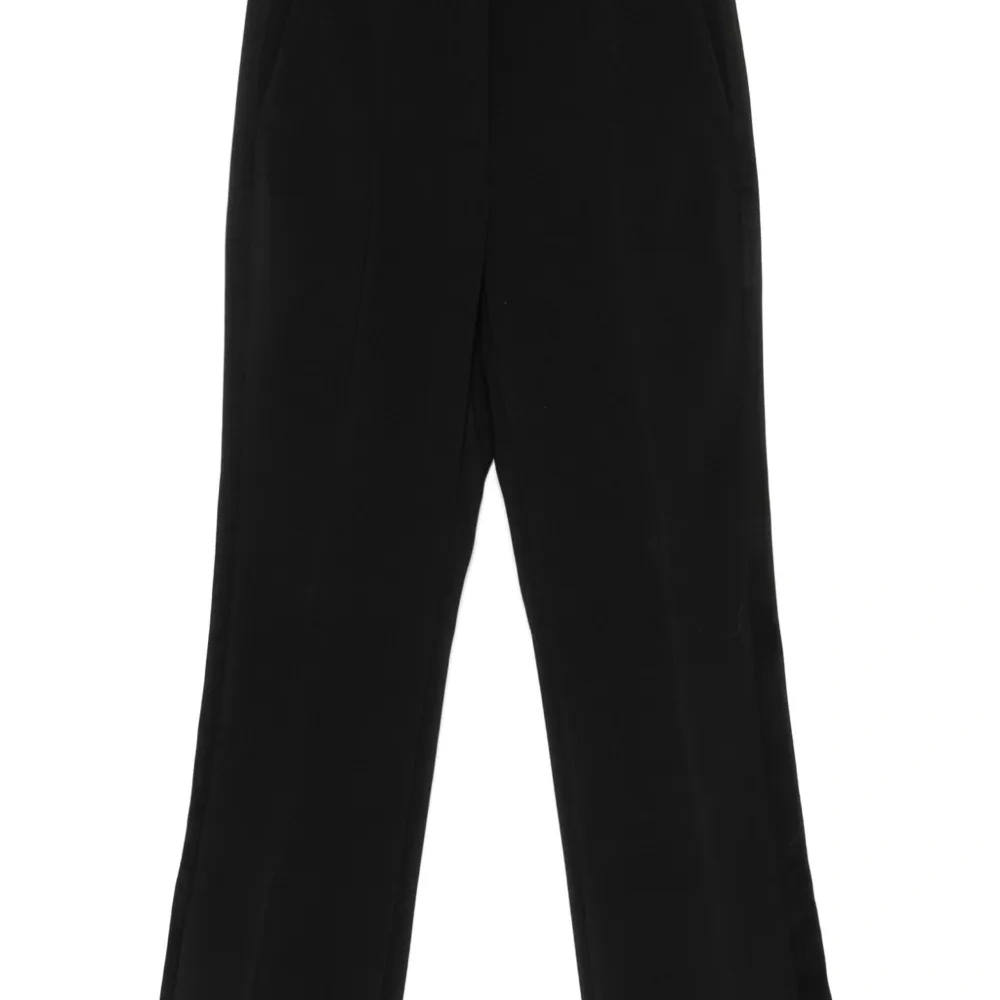 Керповые брюки с атласной отделкой