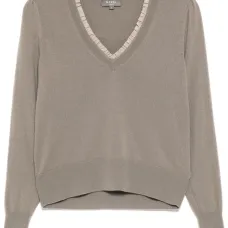 Джемпер с V-образным вырезом и оборками