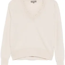 Джемпер с V-образным вырезом и оборками