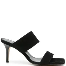 Замшевые мюли на каблуке