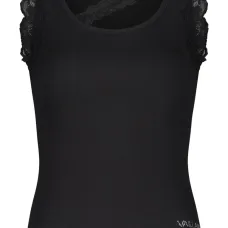 Топ в рубчик с кружевной отделкой