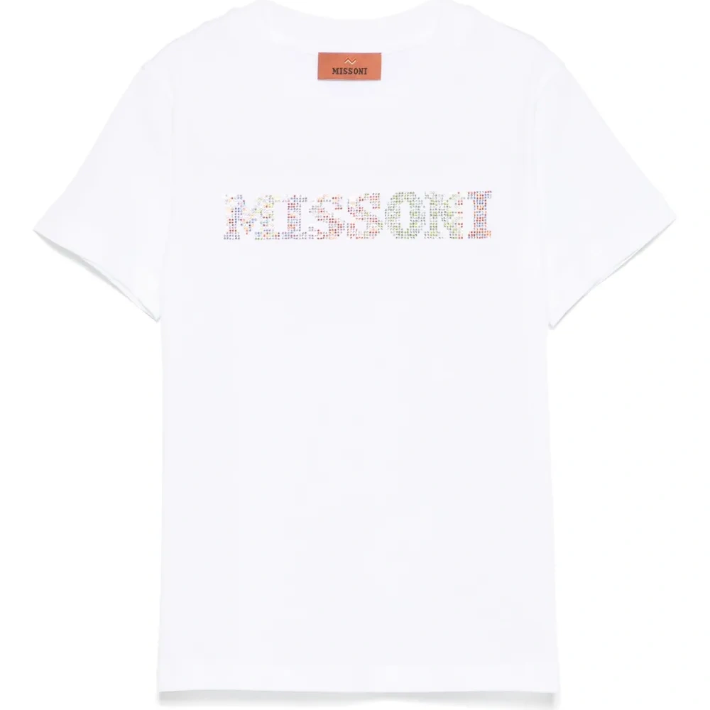 Футболка с логотипом и стразами